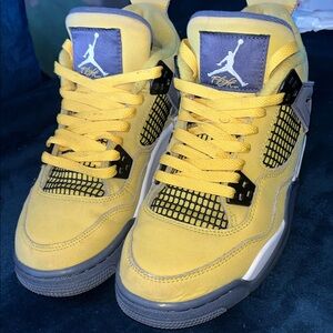 Jordan Kids Yellow and Gray Retro-Style Sneakers